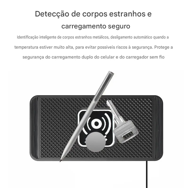 Carregador Veicular Wireless 15W Qi - Base Antiderrapante Carregamento Rápido