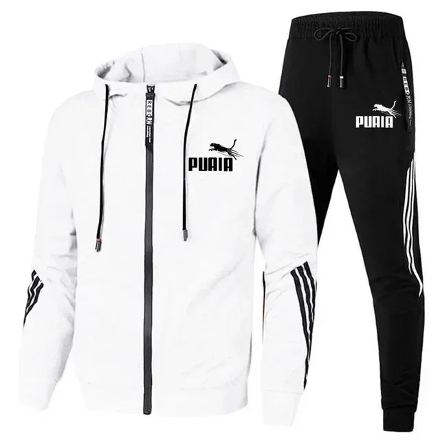 Conjunto Masculino Moletom 2 Peças - Jaqueta Zíper e Calça Outono Inverno Casual Esportivo