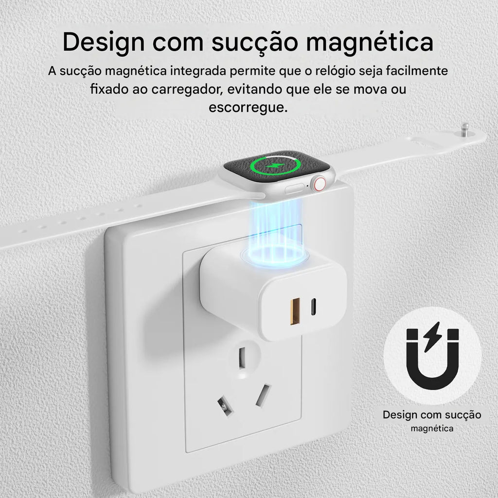 Carregador 3 em 1 - 23W USB-C com Carregamento para Apple Watch - Estação de Carga Rápida