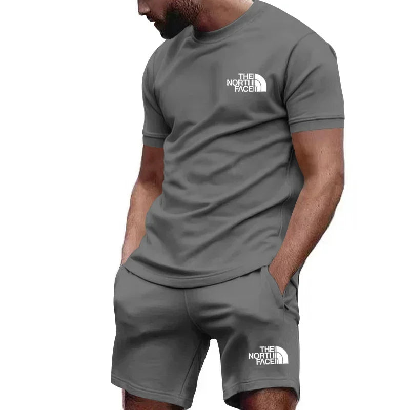 Conjunto Esportivo Masculino de Verão - Camiseta e Shorts de Secagem Rápida 2 Peças