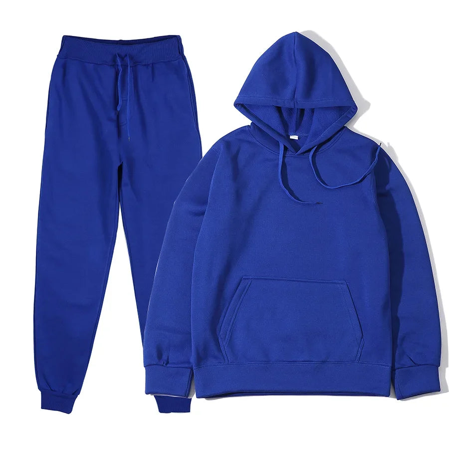 Conjunto Unissex Moletom Esportivo - Moletom com Capuz e Calça Casual Corrida Outono Inverno Masculino Feminino