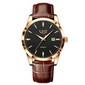 Relógio LIGE Couro Preto Military Sport - Quartzo 3ATM Cronógrafo Luminoso Casual