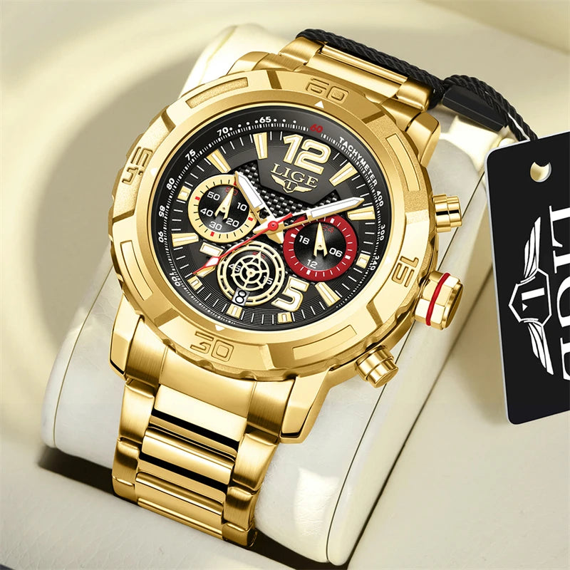 Relógio LIGE Sport Military Cronógrafo - Quartzo 5ATM Aço Inoxidável Luminoso