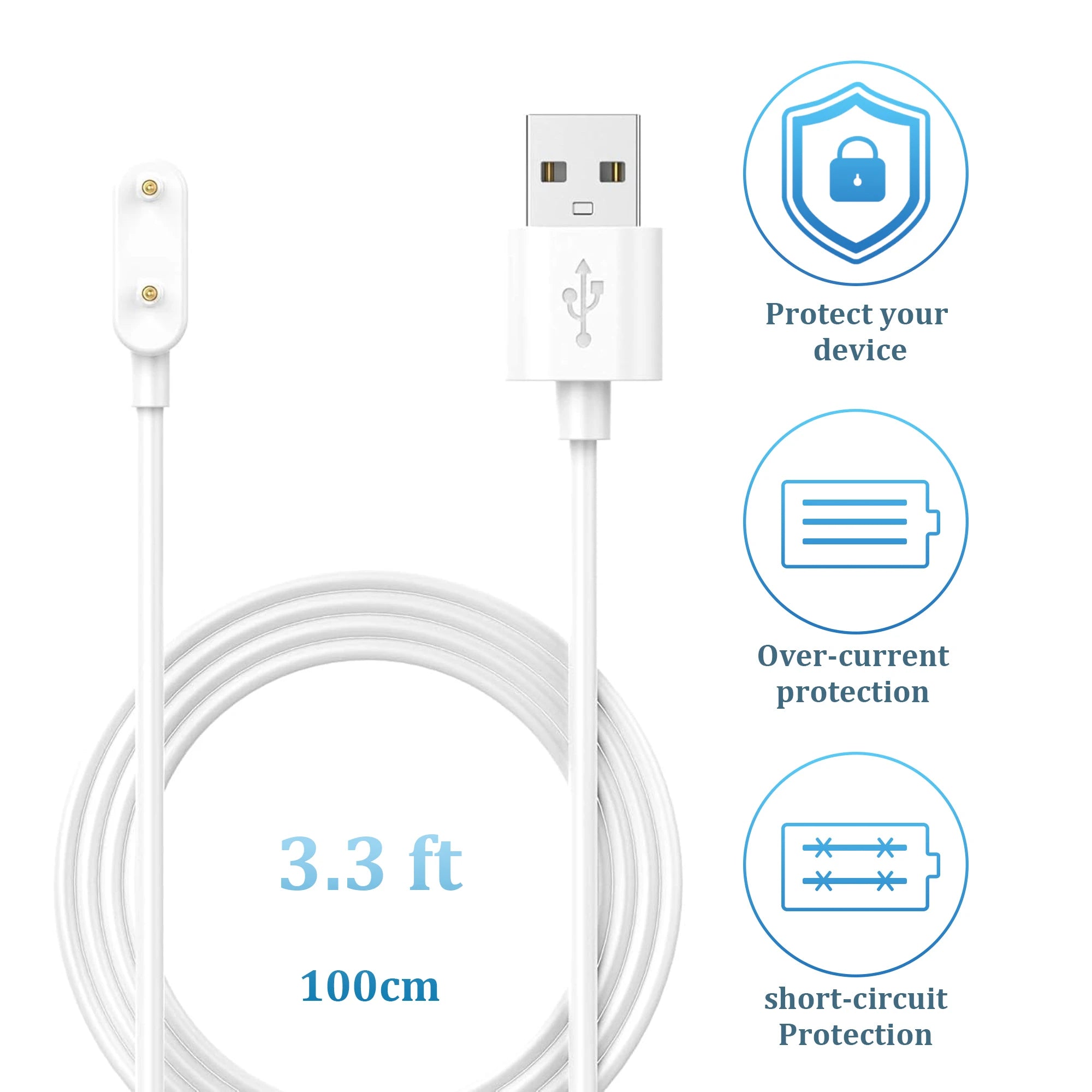 Carregador para Smartwatch Huawei e Honor - Cabo USB para Band 8, 7, 6 Pro, Watch Fit 2