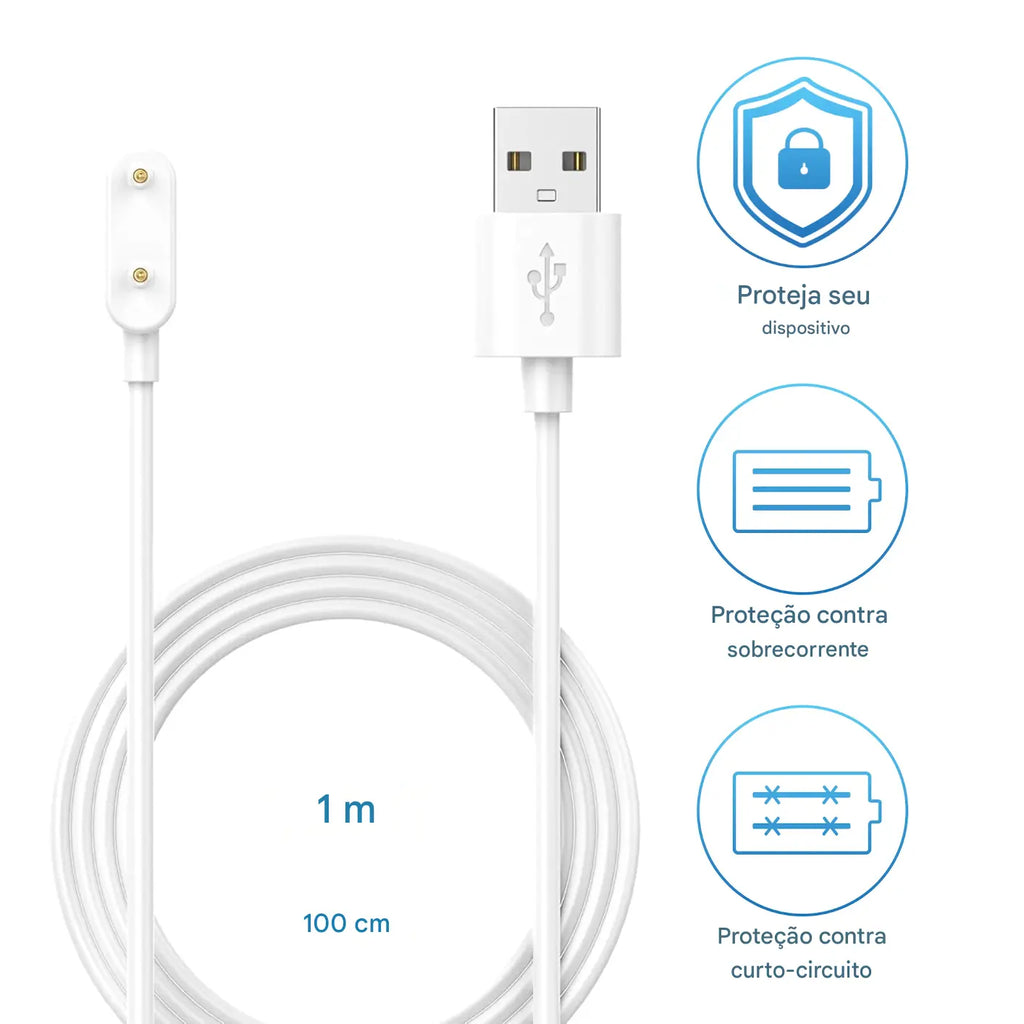 Carregador para Smartwatch Huawei e Honor - Cabo USB para Band 8, 7, 6 Pro, Watch Fit 2