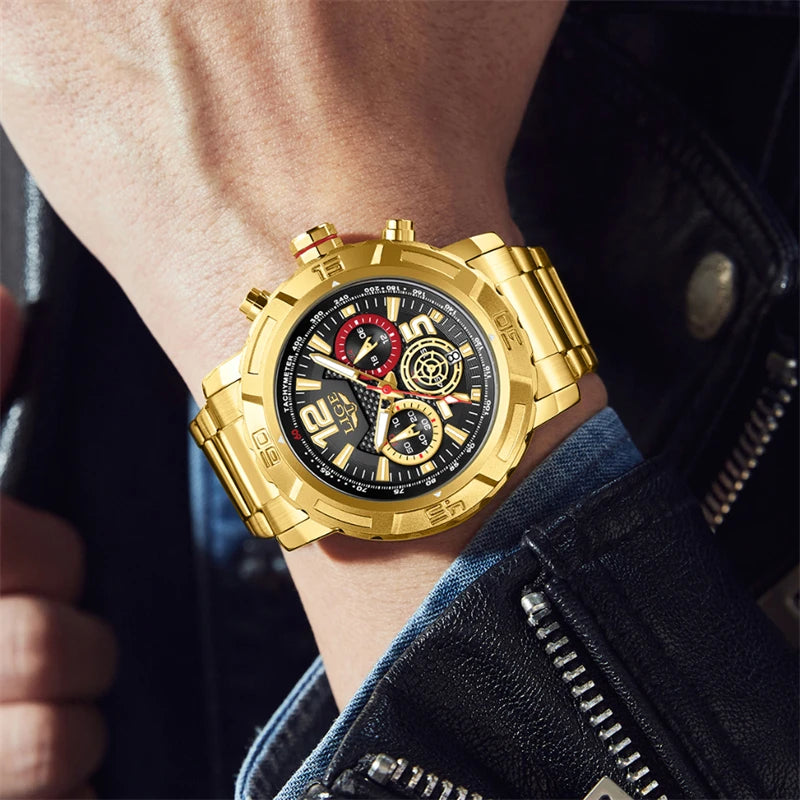Relógio LIGE Sport Military Cronógrafo - Quartzo 5ATM Aço Inoxidável Luminoso