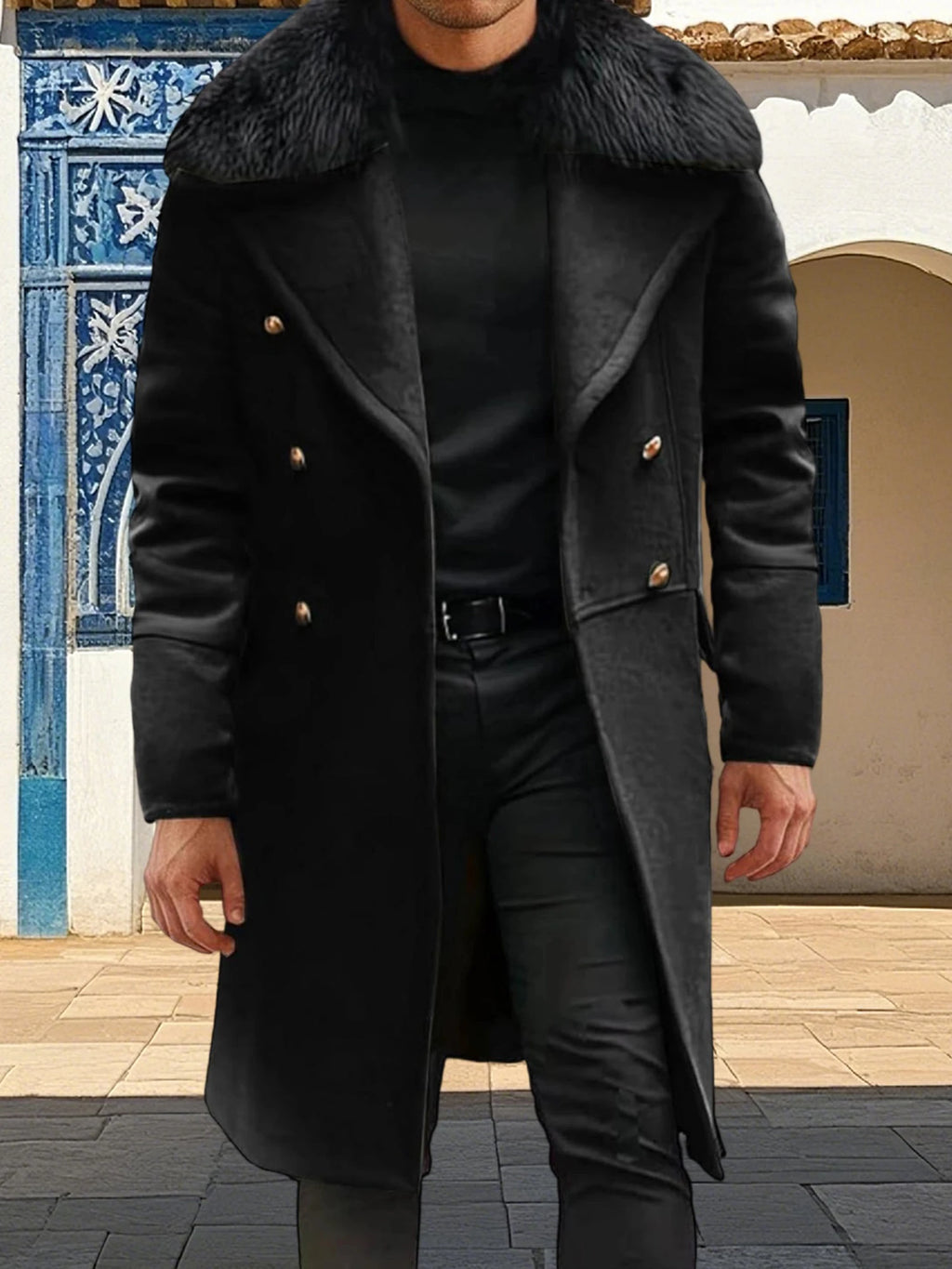 Casaco Masculino Clássico Premium com Gola de Pelúcia Removível