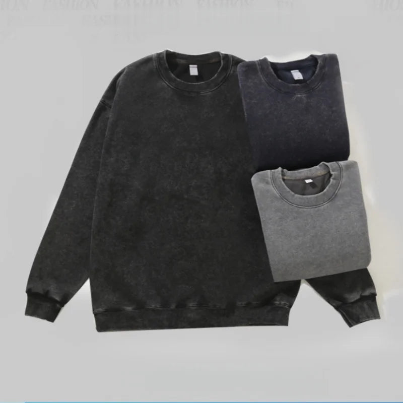 Moletom Washed Vintage Y2K Unissex – Algodão Oversized Gola Redonda