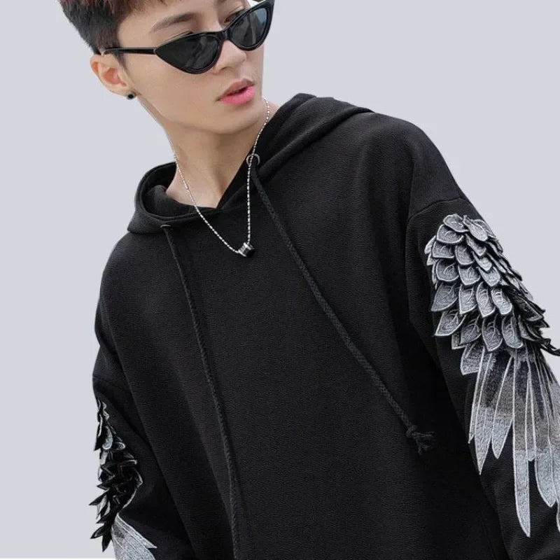Moletom Masculino com Capuz Bordado Hip Hop Streetwear – Outono Inverno