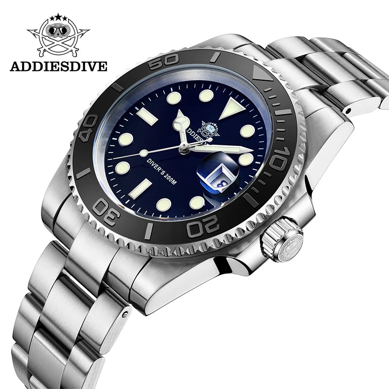 Relógio ADDIESDIVE Super Luminoso - Quartzo Miyota 20ATM Mergulho Aço 316L Business