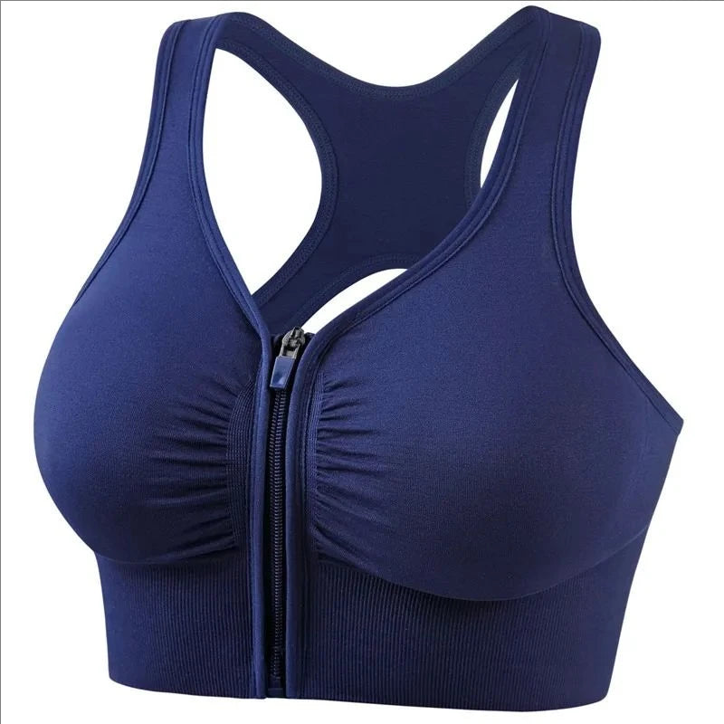 Top Esportivo Feminino com Zíper Frontal – Sutiã Yoga Academia Fitness