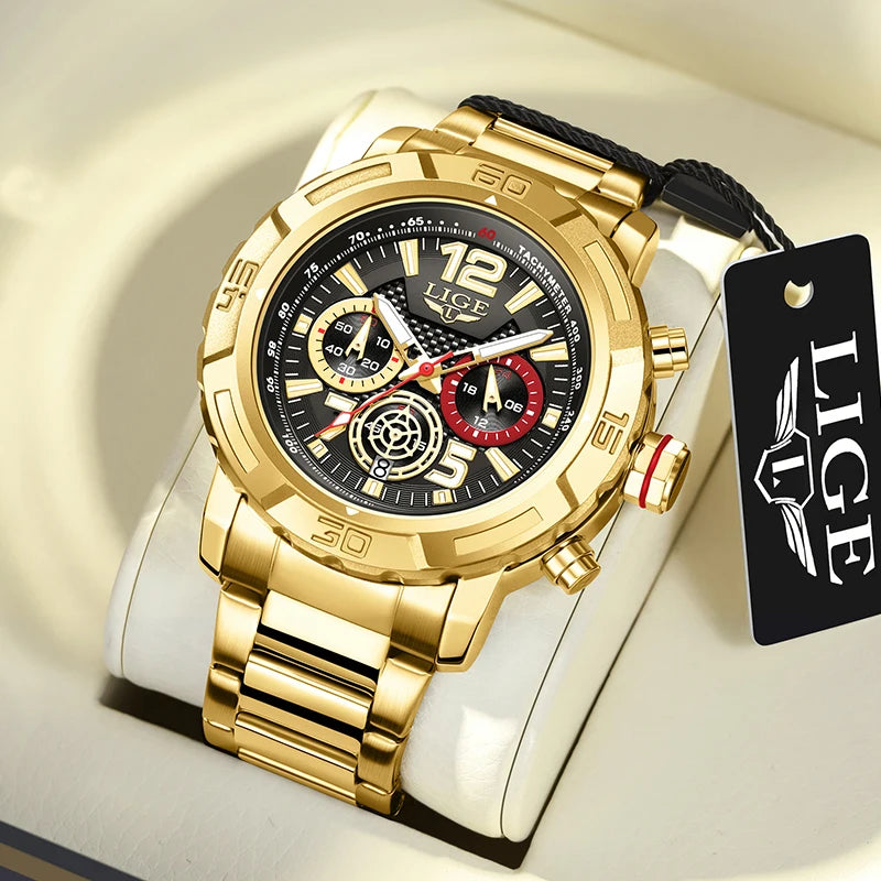 Relógio LIGE Sport Military Cronógrafo - Quartzo 5ATM Aço Inoxidável Luminoso