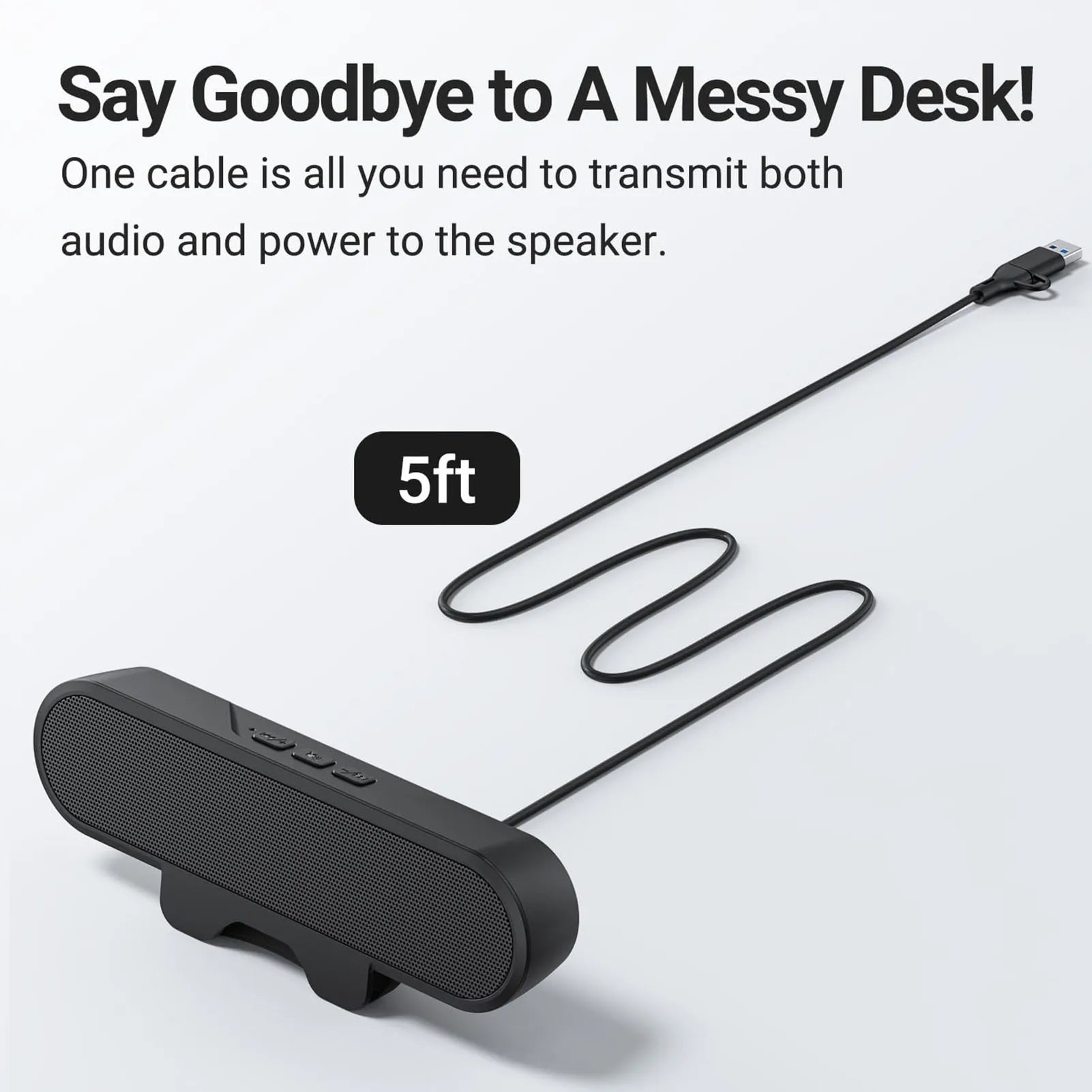 Caixa de Som para PC 10W com Grampo para Monitor - USB Plug and Play Estéreo