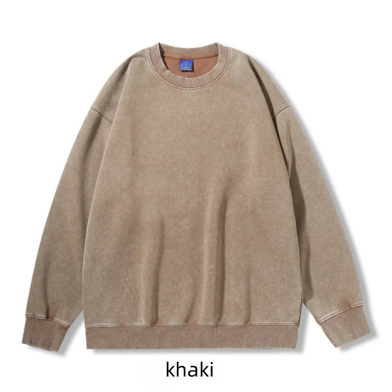 Moletom Washed Vintage Y2K Unissex – Algodão Oversized Gola Redonda