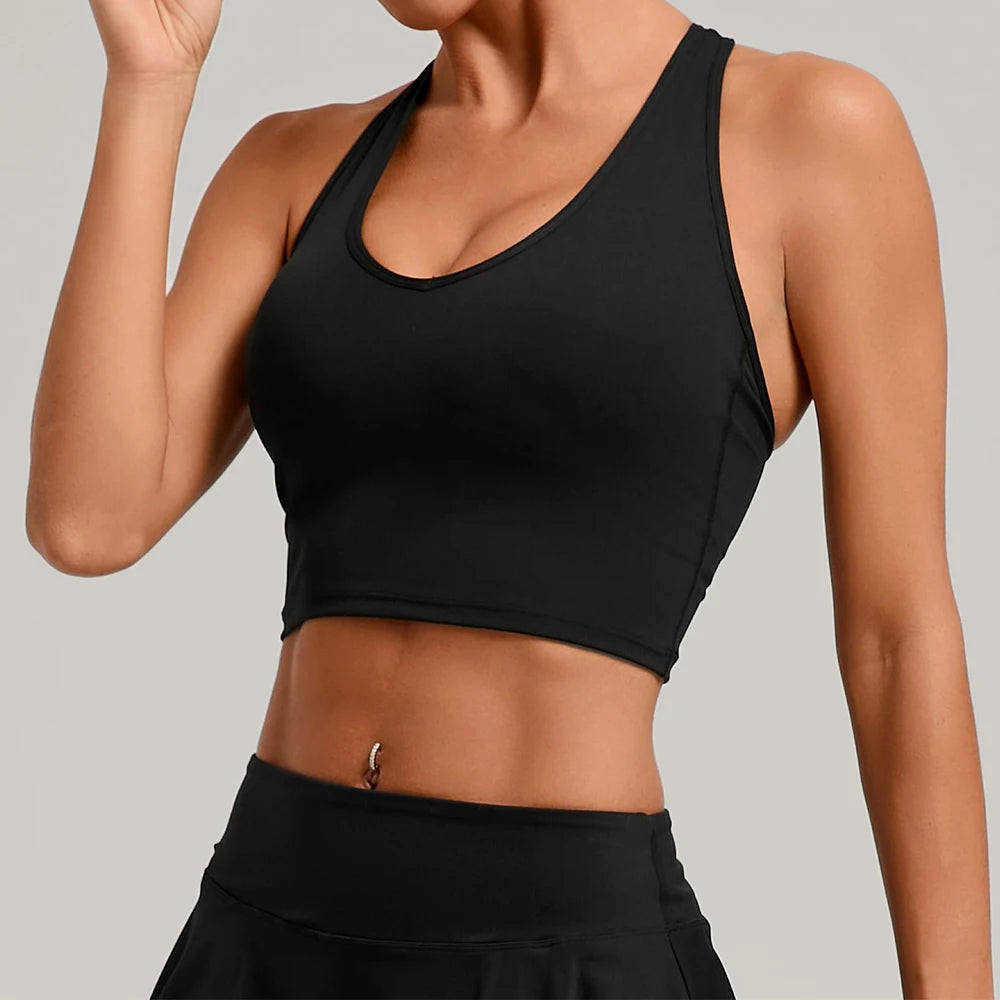 Top Esportivo Feminino Push-Up Costas Abertas – Yoga Academia Fitness
