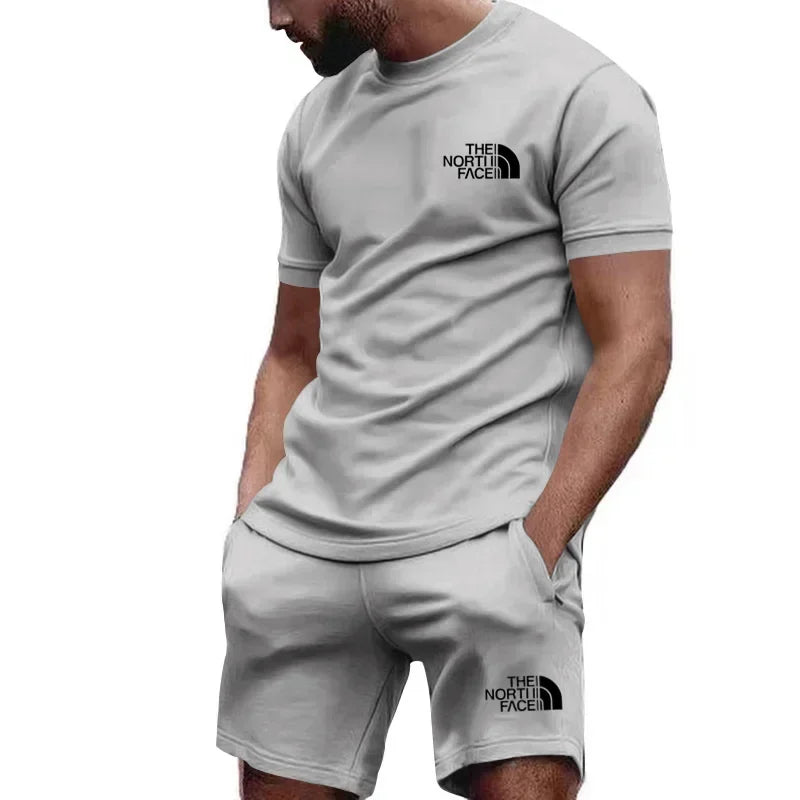 Conjunto Esportivo Masculino de Verão - Camiseta e Shorts de Secagem Rápida 2 Peças