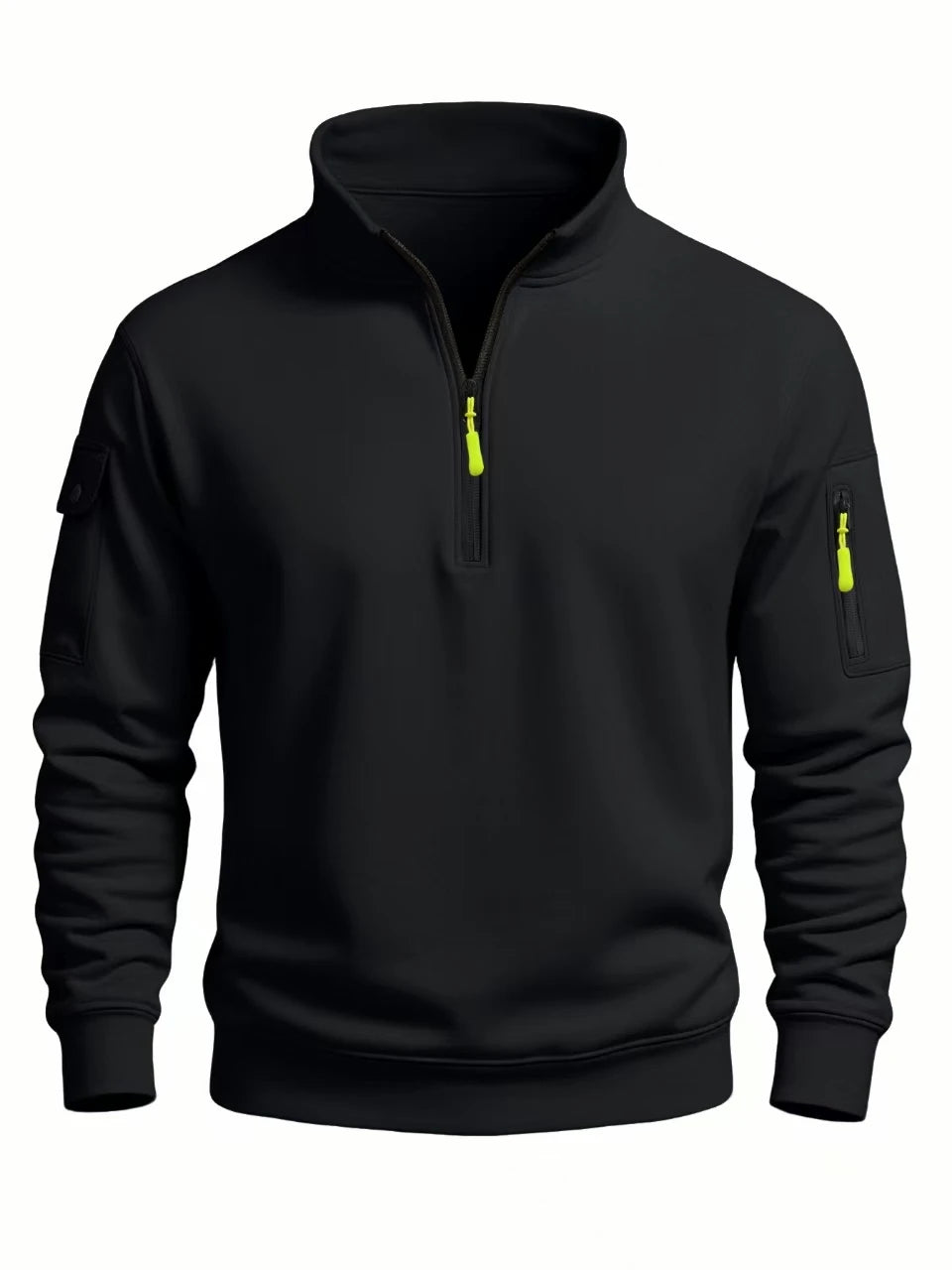 Moletom Masculino Gola Alta Meio Zíper Slim – Casual Esportivo Outono Inverno