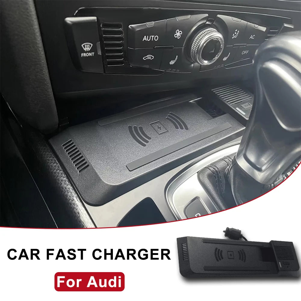 Carregador Sem Fio 15W para Audi A4 A5 Q5 - Suporte com Base de Carregamento Rápido Original
