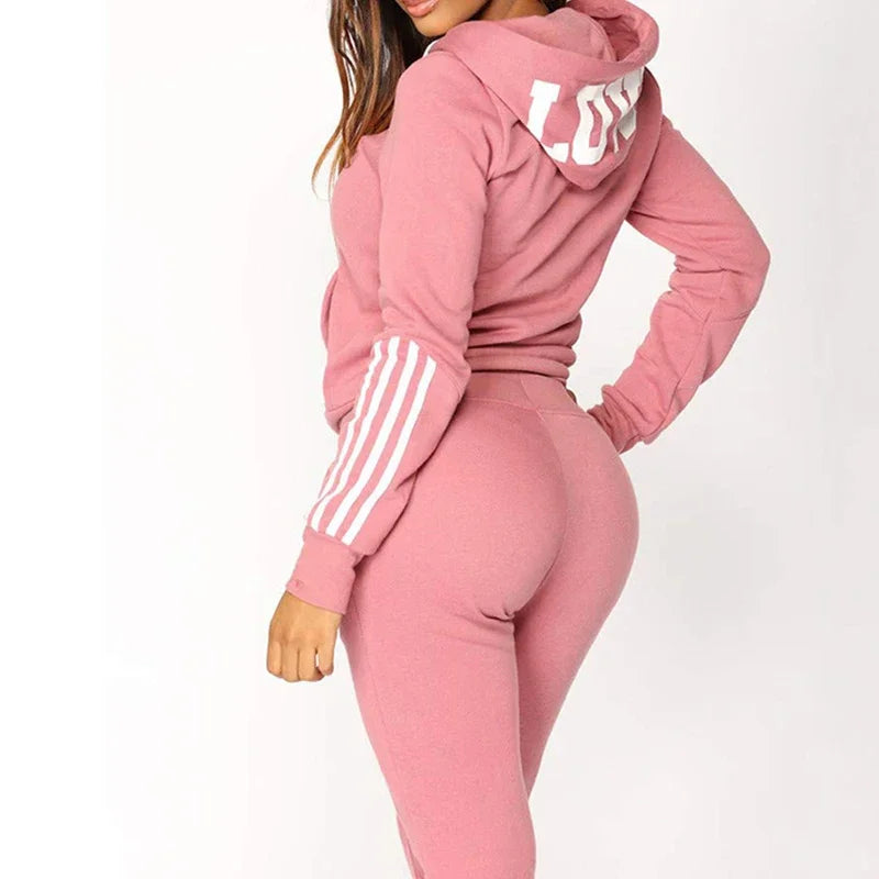 Conjunto Feminino Esportivo 2 Peças Moletom Ziper + Calça – Athleisure Outono 2025