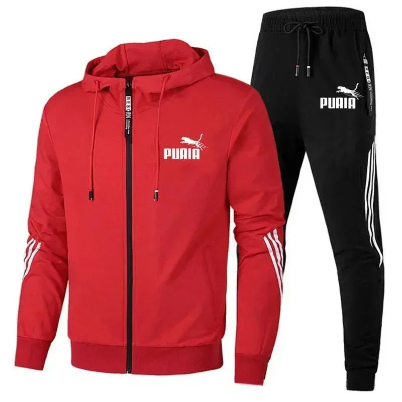 Conjunto Masculino Moletom 2 Peças - Jaqueta Zíper e Calça Outono Inverno Casual Esportivo