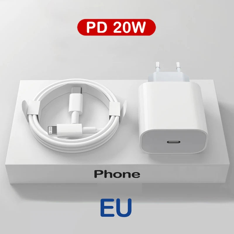 Carregador USB-C 20W PD - Carregamento Rápido para iPhone 15 14 13 Pro Max