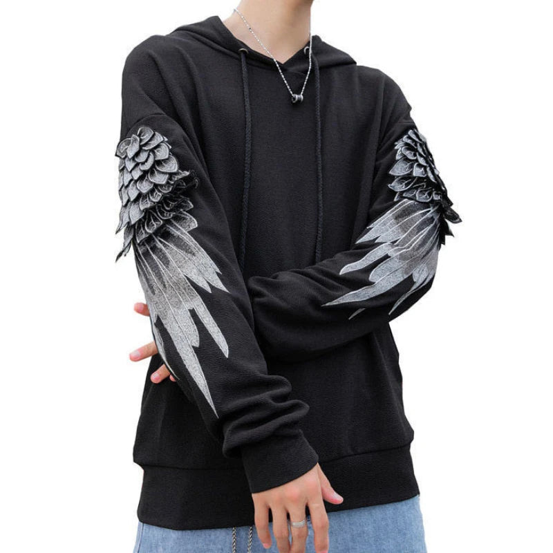 Moletom Masculino com Capuz Bordado Hip Hop Streetwear – Outono Inverno
