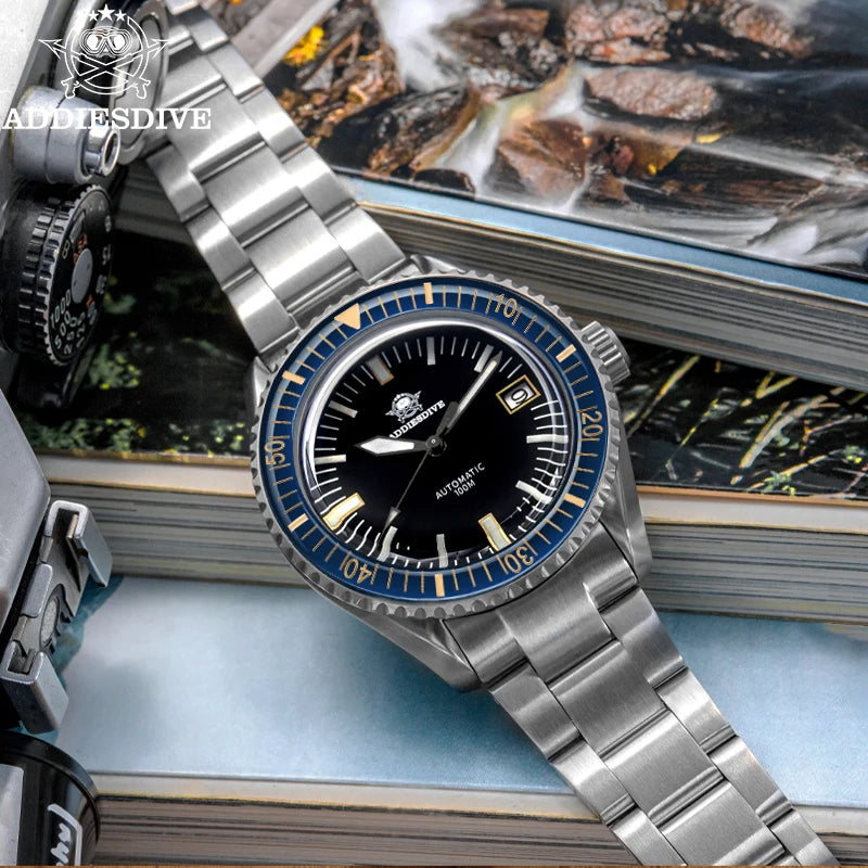 Relógio ADDIESDIVE AD2058 Automático - NH35A Safira 10ATM Mergulho 40mm Luminoso