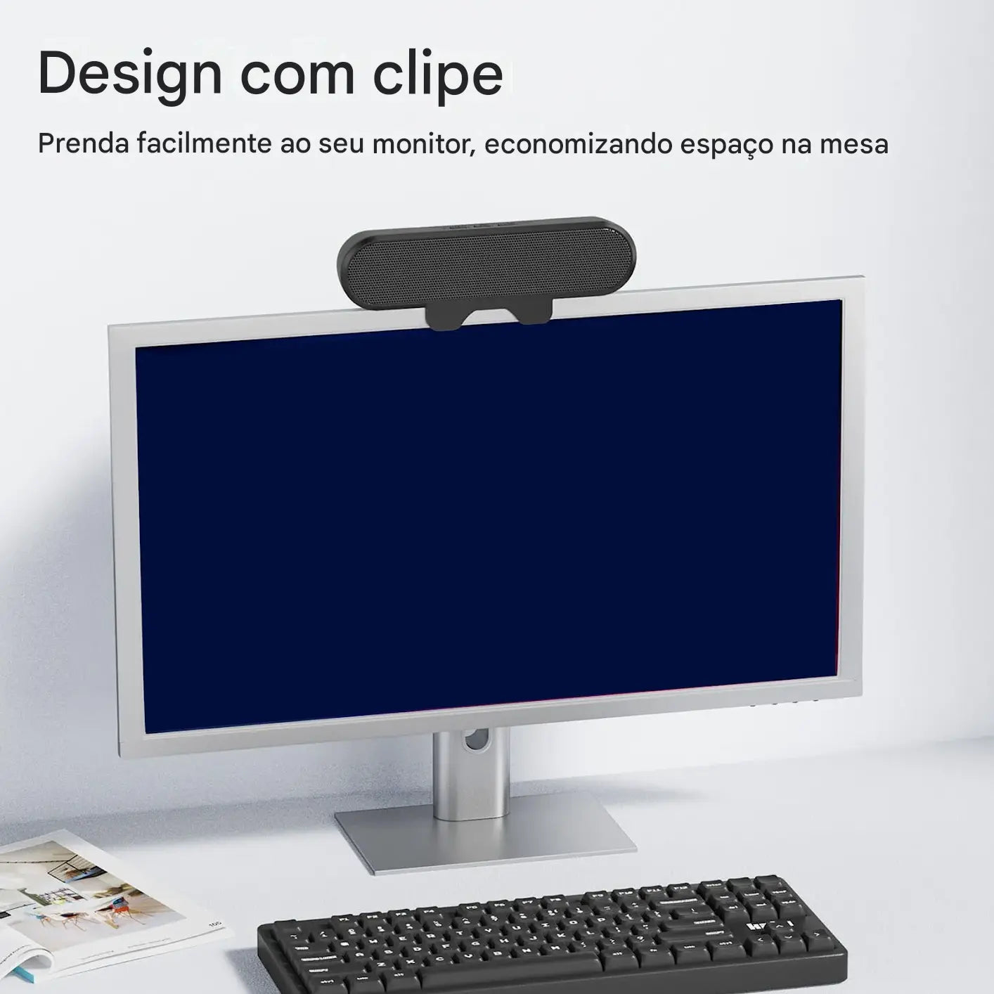 Caixa de Som para PC 10W com Grampo para Monitor - USB Plug and Play Estéreo