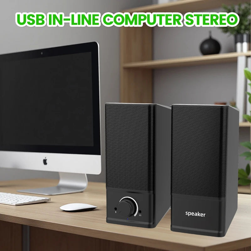 Caixa de Som USB SUOLIQI - 2 Alto-falantes Estéreo para PC Desktop Notebook e Celular