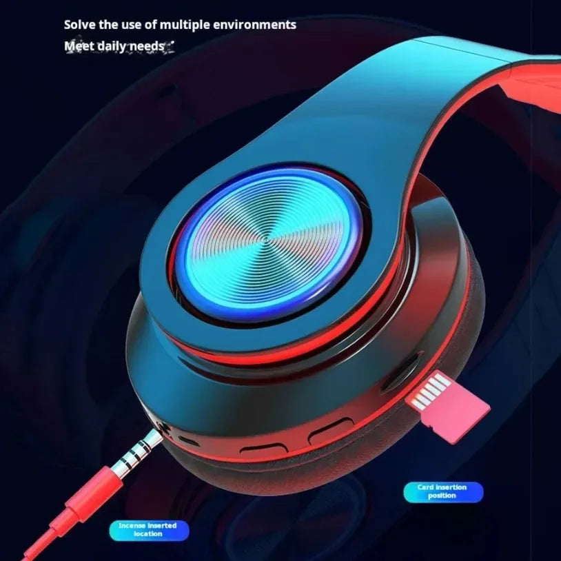 Headphone Gamer Bluetooth 5.0 VIKEFON - Surround Sound, LED 7 Cores, HiFi | PC e Celular