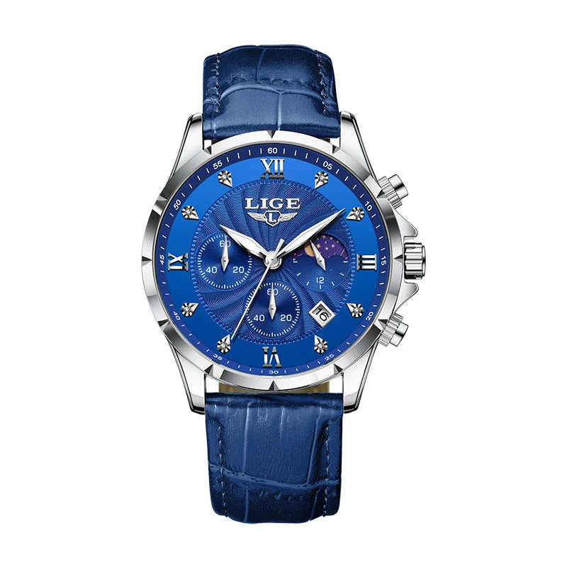 Relógio Feminino LIGE Quartzo Elegante | Diamante | Couro | Calendário | 6 Cores