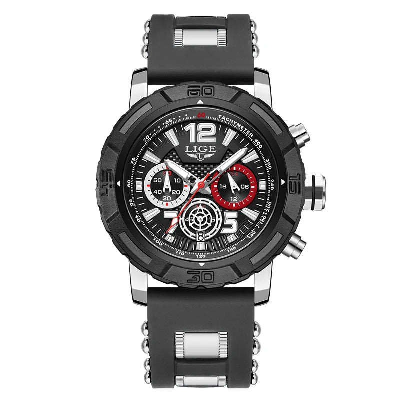 Relógio LIGE Sport Military Cronógrafo - Quartzo 5ATM Aço Inoxidável Luminoso