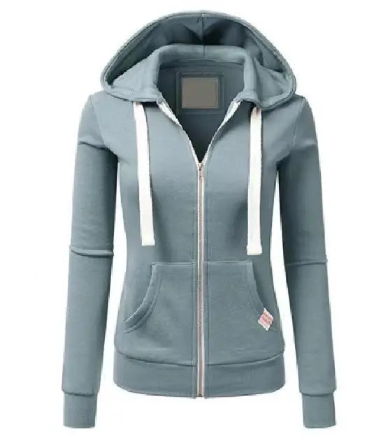 Moletom Feminino com Capuz e Zíper – Streetwear Casual Outono Inverno