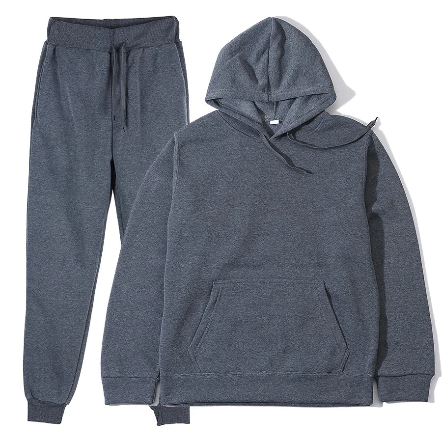Conjunto Unissex Moletom Esportivo - Moletom com Capuz e Calça Casual Corrida Outono Inverno Masculino Feminino