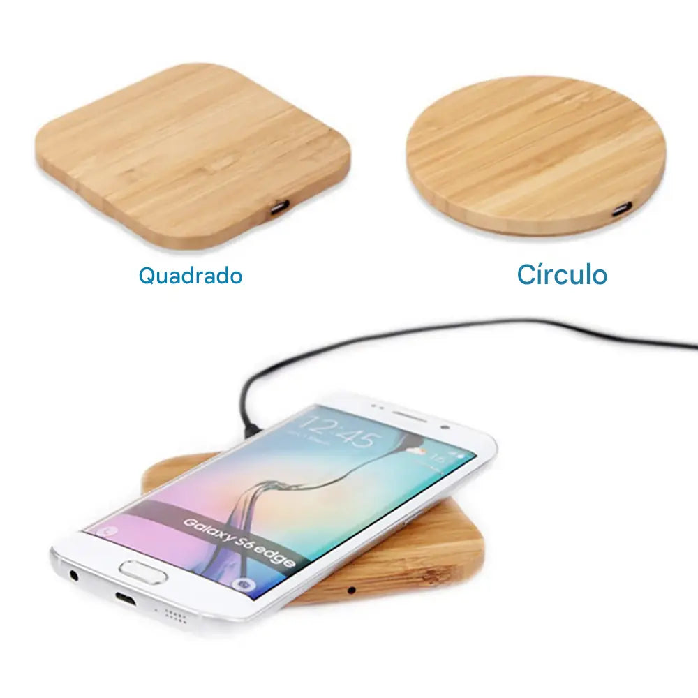 Carregador Sem Fio de Madeira 5W USB-C - Base de Carregamento Rápido para Celular