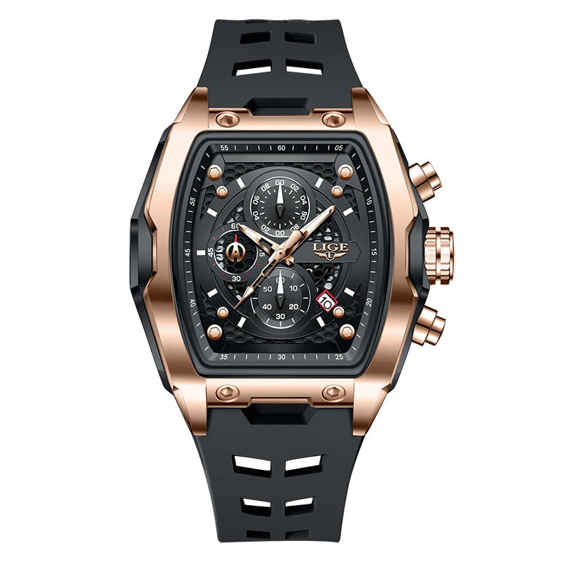 Relógio LIGE Silicone Sport Cronógrafo - Quartzo 3ATM Luminoso Data Automática