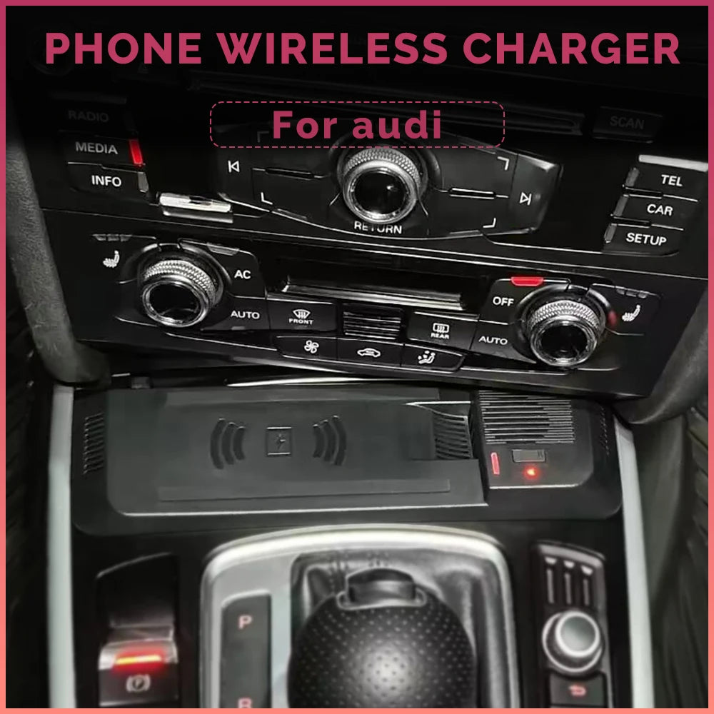Carregador Sem Fio 15W para Audi A4 A5 Q5 - Suporte com Base de Carregamento Rápido Original