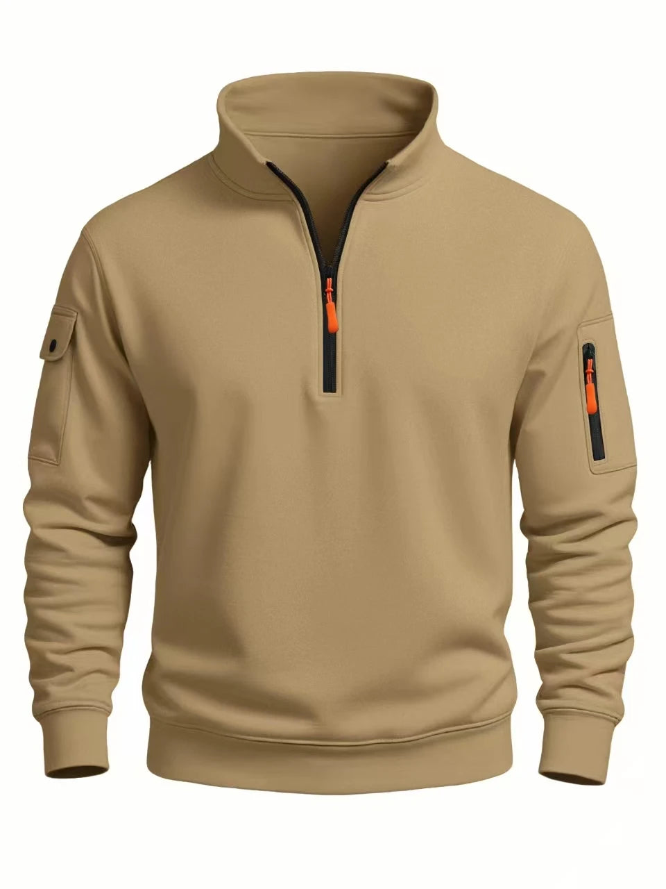 Moletom Masculino Gola Alta Meio Zíper Slim – Casual Esportivo Outono Inverno