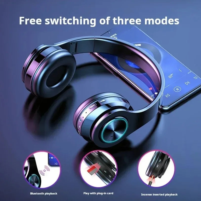 Headphone Gamer Bluetooth 5.0 VIKEFON - Surround Sound, LED 7 Cores, HiFi | PC e Celular