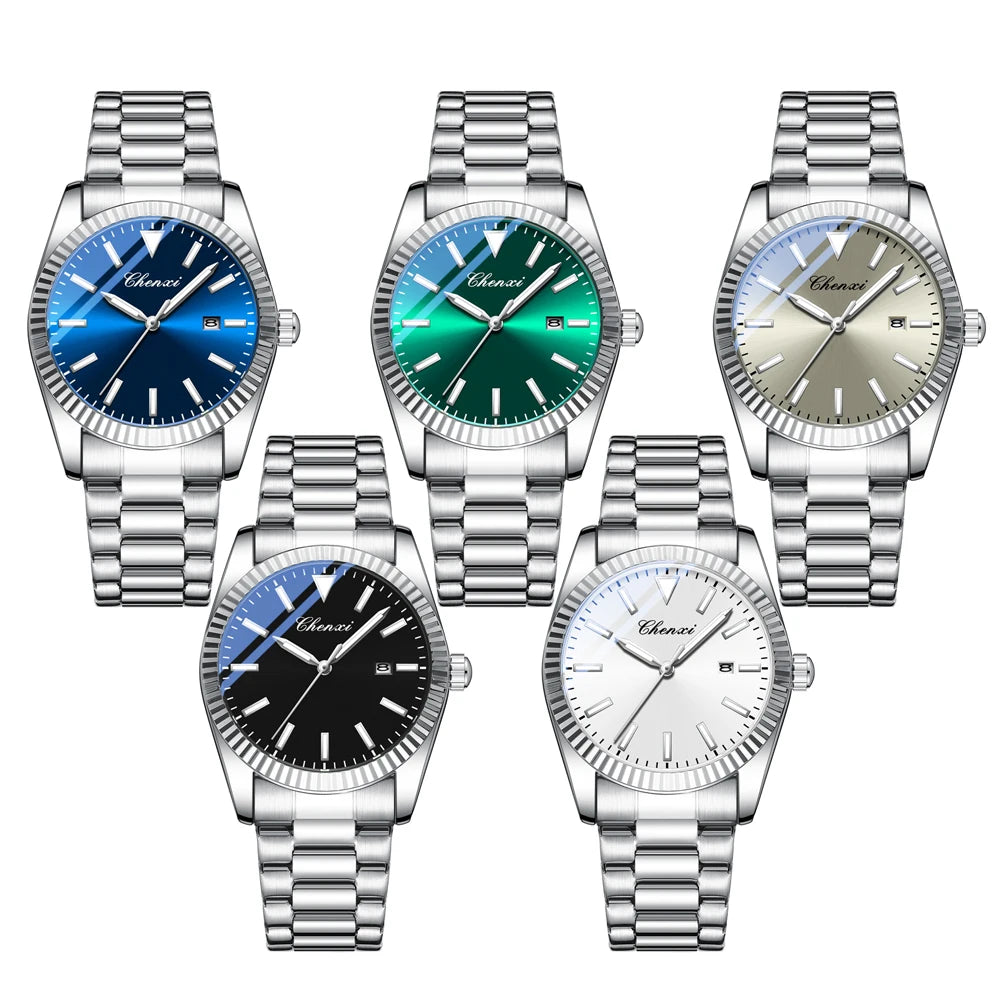 Relógio CHENXI Business Aço Inoxidável - Quartzo 3ATM Luminoso Calendário Luxo