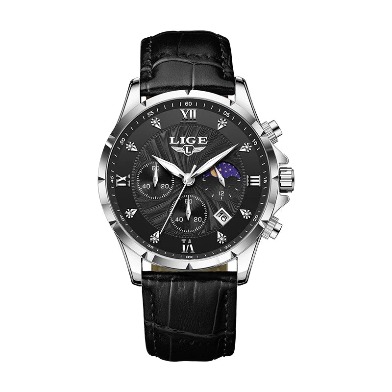 Relógio Feminino LIGE Quartzo Elegante | Diamante | Couro | Calendário | 6 Cores