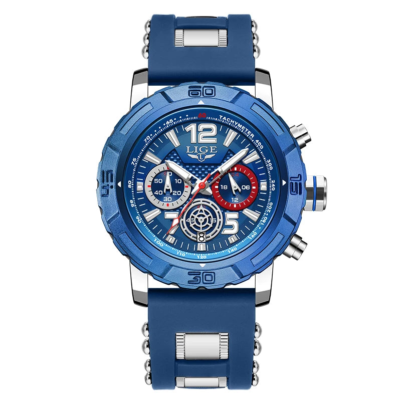 Relógio LIGE Sport Military Cronógrafo - Quartzo 5ATM Aço Inoxidável Luminoso