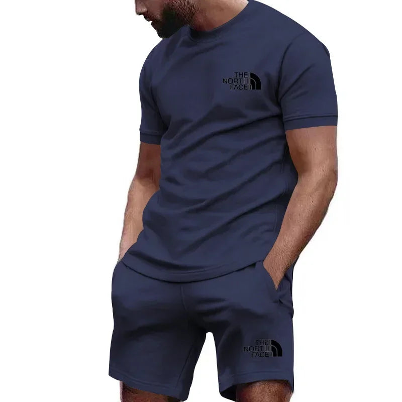 Conjunto Esportivo Masculino de Verão - Camiseta e Shorts de Secagem Rápida 2 Peças