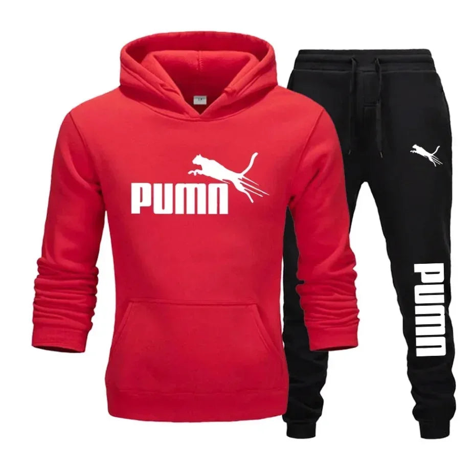 Conjunto Masculino Moletom Casual - Moletom com Capuz e Calça Jogging Fitness Outono Inverno