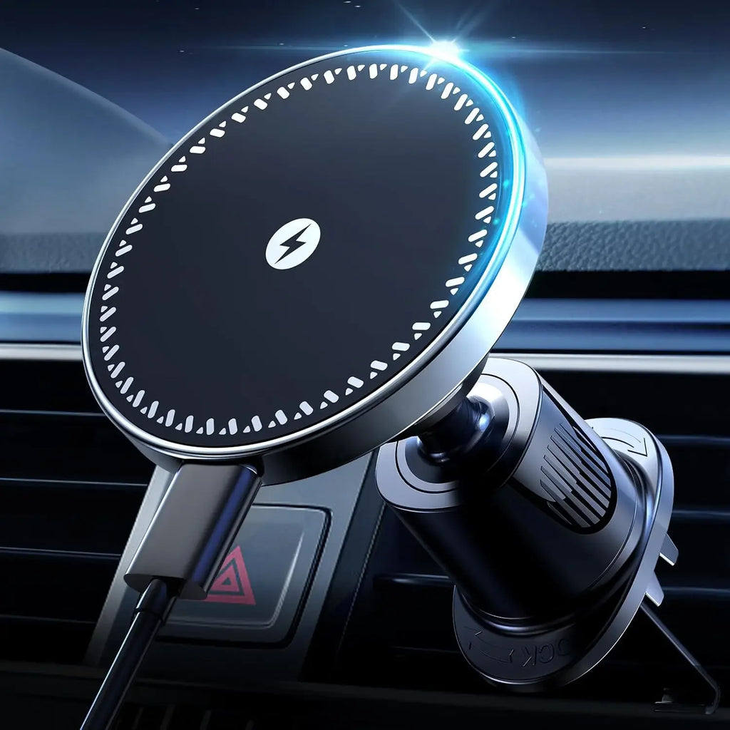 Suporte Magnético para Carro com Carregador Sem Fio 15W - Suporte de Ar Condicionado para iPhone