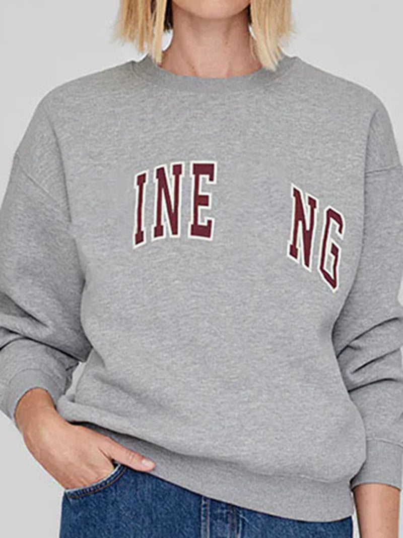 Moletom Feminino Algodão Puro Gola Redonda Fleece – Outono Inverno 2025