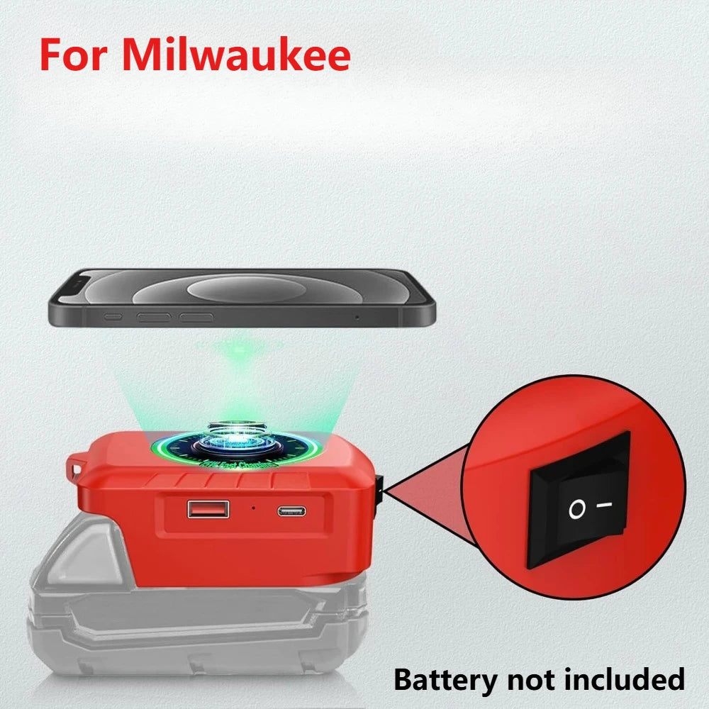 Adaptador USB para Baterias 18V Makita/Dewalt/Milwaukee - Power Bank Portátil com Type-C