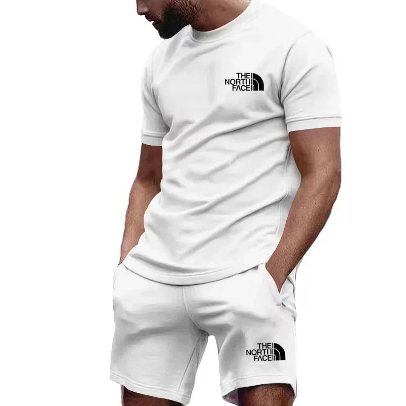 Conjunto Esportivo Masculino de Verão - Camiseta e Shorts de Secagem Rápida 2 Peças