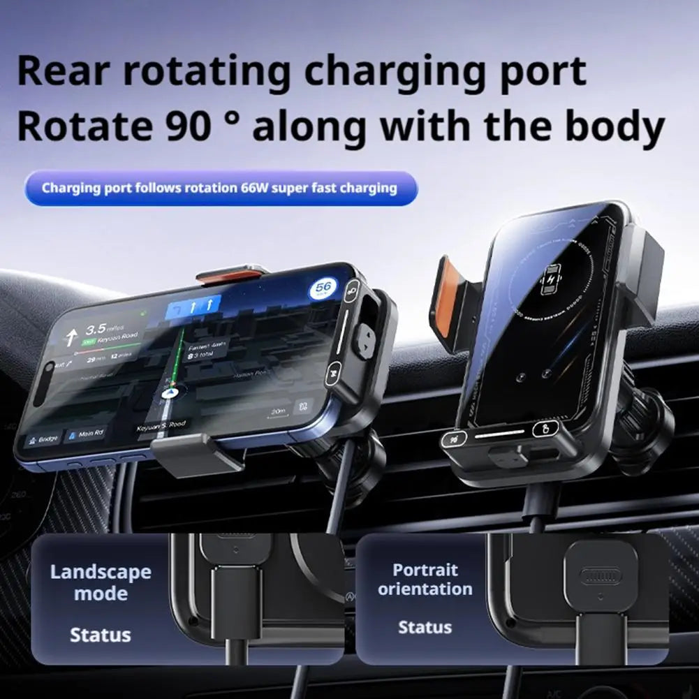 Carregador Veicular Wireless 15W com Sensor Infravermelho - Fixação Automática Rotação Um Toque