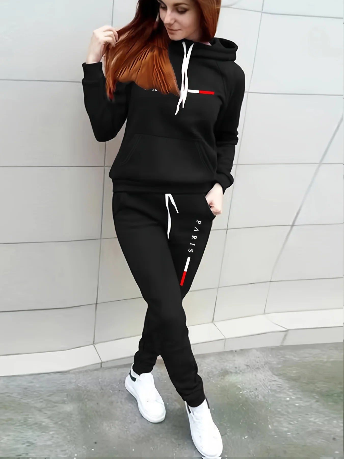 Conjunto Moletom com Capuz + Calça | Two-Piece Set Casual Retrô | Outono/Inverno